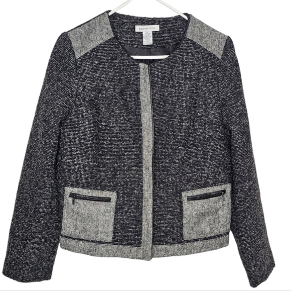 Liz Claiborne Wool Blend Zip Up Pocketed Jacket * TINY FLAW - Picture 1 of 10